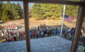 scene from demonstration from upstairs window