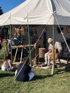 Carpenter demonstrates 18th century wood working