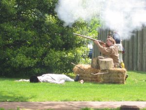 Block house firing over barracade