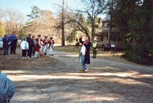 2006 Tim Hart lectures in front of Cedar Bridge Tavern