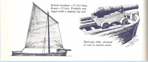 Sketch of Rev War Whale boat and naval cannon