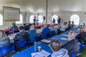 Tim, Mary Jane and Rob at League on April 18, 2026