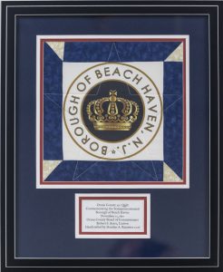 250 Ocean County Quilt with framed Quilt square for Beach Haven.