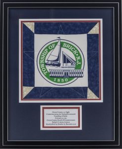 250 Ocean County Quilt framed Quilt square for Brick Township.