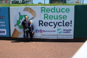 Ocean County Commissioner Barbara Jo Crea, liaison to Ocean County’s recycling program, visited the BlueClaws stadium in Lakewood