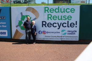Ocean County Commissioner Barbara Jo Crea, liaison to Ocean County’s recycling program, visited the BlueClaws stadium in Lakewood
