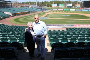Ocean County Commissioner Barbara Jo Crea, liaison to Ocean County’s recycling program, visited the BlueClaws stadium in Lakewood