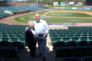 Ocean County Commissioner Barbara Jo Crea, liaison to Ocean County’s recycling program, visited the BlueClaws stadium in Lakewood