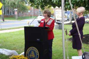 unveiling the plaque provided by the Captain Joshua Huddy Chapter of the DAR