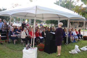 unveiling the plaque provided by the Captain Joshua Huddy Chapter of the DAR