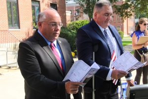 unveiling the plaque provided by the Captain Joshua Huddy Chapter of the DAR