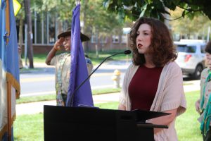 unveiling the plaque provided by the Captain Joshua Huddy Chapter of the DAR