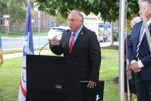 unveiling the plaque provided by the Captain Joshua Huddy Chapter of the DAR