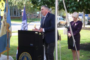 unveiling the plaque provided by the Captain Joshua Huddy Chapter of the DAR