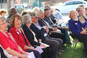 unveiling the plaque provided by the Captain Joshua Huddy Chapter of the DAR