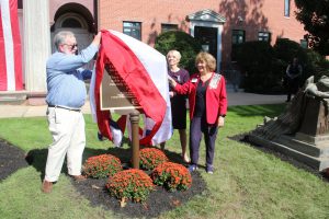 unveiling the plaque provided by the Captain Joshua Huddy Chapter of the DAR