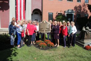 unveiling the plaque provided by the Captain Joshua Huddy Chapter of the DAR