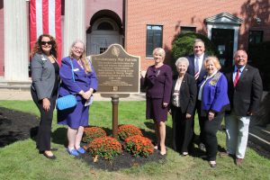 unveiling the plaque provided by the Captain Joshua Huddy Chapter of the DAR