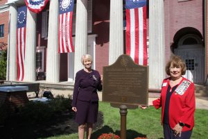 unveiling the plaque provided by the Captain Joshua Huddy Chapter of the DAR