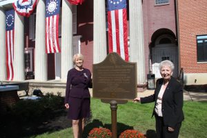unveiling the plaque provided by the Captain Joshua Huddy Chapter of the DAR