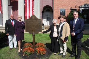 unveiling the plaque provided by the Captain Joshua Huddy Chapter of the DAR