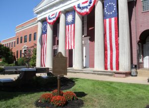 unveiling the plaque provided by the Captain Joshua Huddy Chapter of the DAR