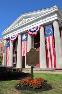 unveiling the plaque provided by the Captain Joshua Huddy Chapter of the DAR