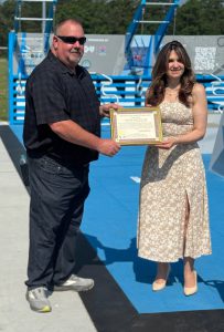 Ocean County Commissioner Jennifier Bacchione celebrates a new fitness court in Little Egg Harbor, NJ