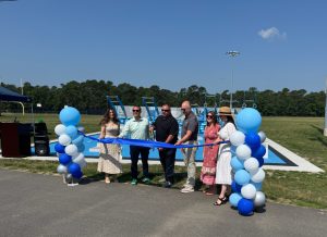 Ocean County Commissioner Jennifier Bacchione celebrates a new fitness court in Little Egg Harbor, NJ