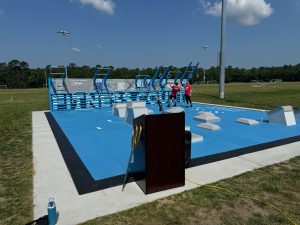 Ocean County Commissioner Jennifier Bacchione celebrates a new fitness court in Little Egg Harbor, NJ