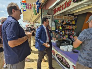 Ocean County Commissioner Robert Arace joins the NJ Attorney General's Office and the Ocean County Consumer Affairs Department to promote safe summers on the Seaside Boardwalk