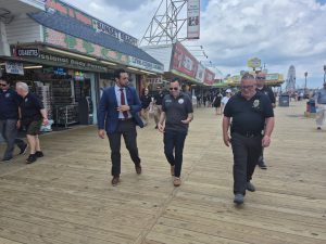 Ocean County Commissioner Robert Arace joins the NJ Attorney General's Office and the Ocean County Consumer Affairs Department to promote safe summers on the Seaside Boardwalk