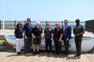 Ocean County Commissioner Robert Arace joins the NJ Attorney General's Office and the Ocean County Consumer Affairs Department to promote safe summers on the Seaside Boardwalk