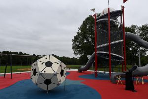 Ribbon cutting ceremony of the new playground at Patriots' County Park
