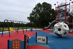 Ribbon cutting ceremony of the new playground at Patriots' County Park