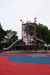 Ribbon cutting ceremony of the new playground at Patriots' County Park