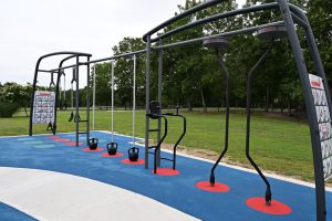 Ribbon cutting ceremony of the new playground at Patriots' County Park