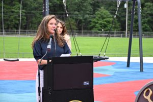 Ribbon cutting ceremony of the new playground at Patriots' County Park