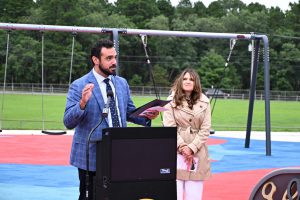 Ribbon cutting ceremony of the new playground at Patriots' County Park