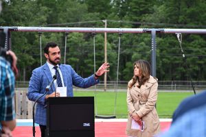 Ribbon cutting ceremony of the new playground at Patriots' County Park