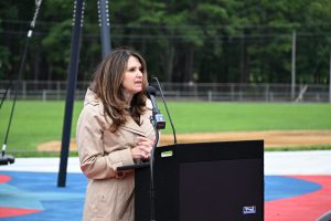 Ribbon cutting ceremony of the new playground at Patriots' County Park