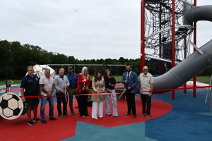 Ribbon cutting ceremony of the new playground at Patriots' County Park