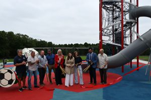 Ribbon cutting ceremony of the new playground at Patriots' County Park