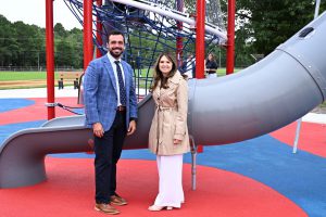 Ribbon cutting ceremony of the new playground at Patriots' County Park