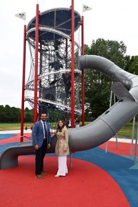 Ribbon cutting ceremony of the new playground at Patriots' County Park