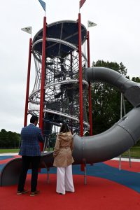 Ribbon cutting ceremony of the new playground at Patriots' County Park