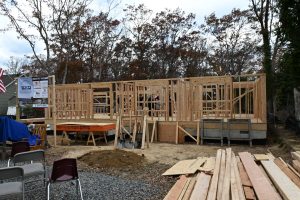 Ocean County Board of Commissioners attend the Ocean County Vocational Technical School's groundbreaking on a house being built by the construction program