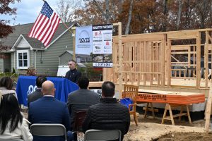 Ocean County Board of Commissioners attend the Ocean County Vocational Technical School's groundbreaking on a house being built by the construction program