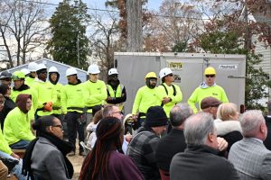 Ocean County Board of Commissioners attend the Ocean County Vocational Technical School's groundbreaking on a house being built by the construction program