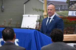 Ocean County Board of Commissioners attend the Ocean County Vocational Technical School's groundbreaking on a house being built by the construction program
